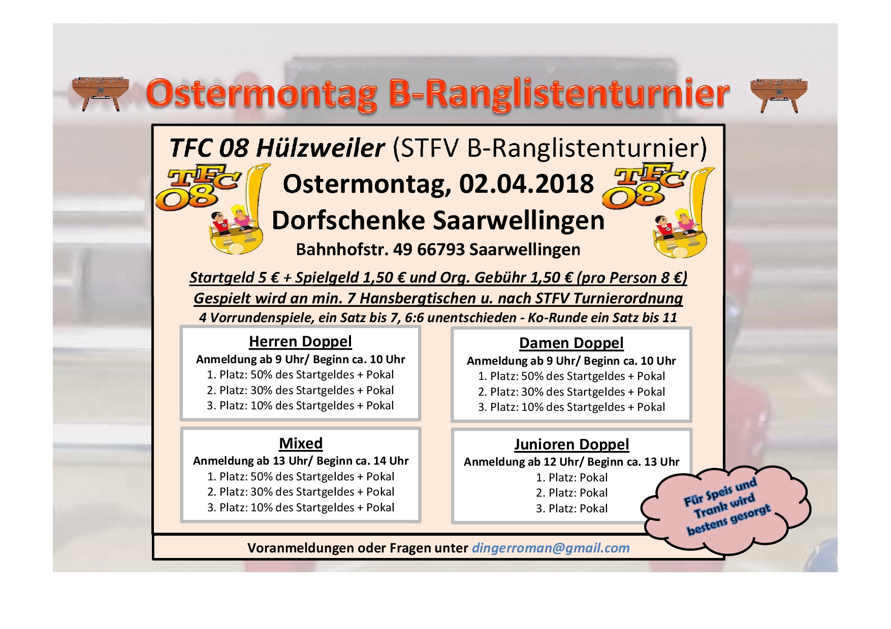 B Ranglistenturnier TFC Huelzweiler 02.04.2018